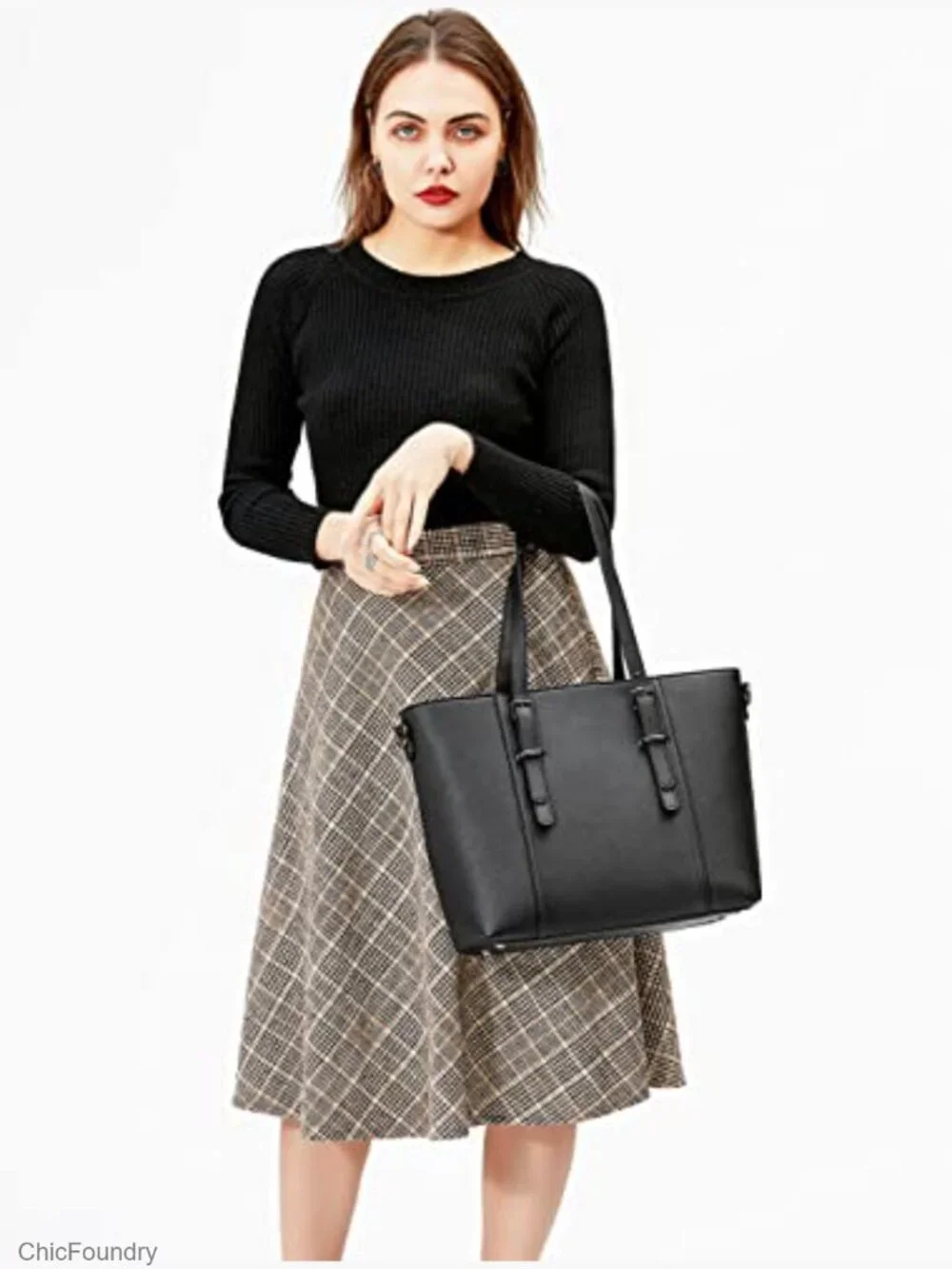 Vegan Leather Satchel Tote Bag Crossbody Shoulder Purse